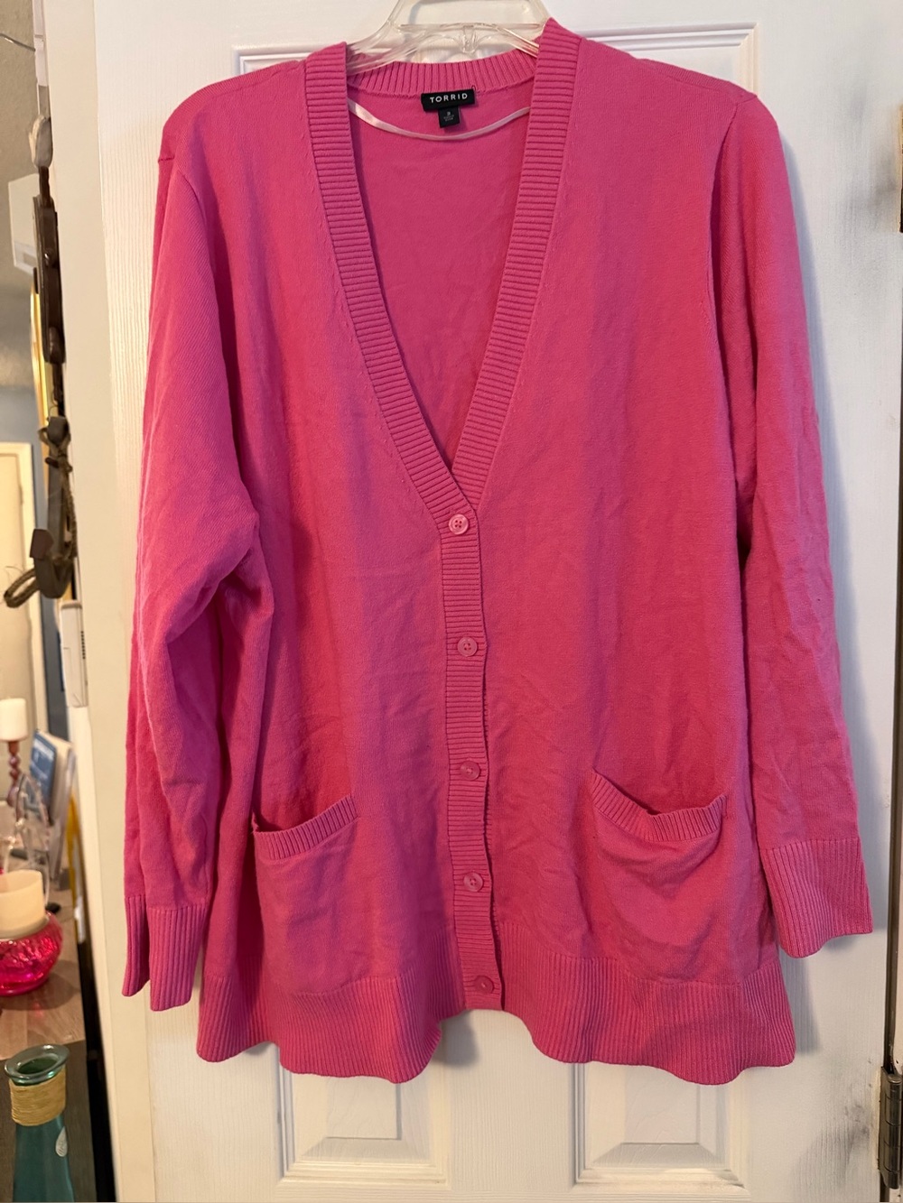 Torrid Hot Pink Button-Up V-Neck Cardigan